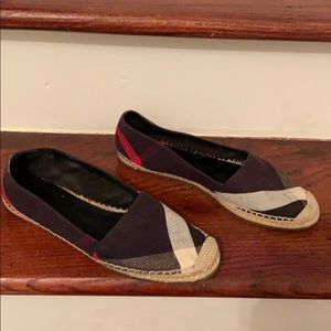 Burberry Blue Hodgeson Canvas Espadrilles Flats